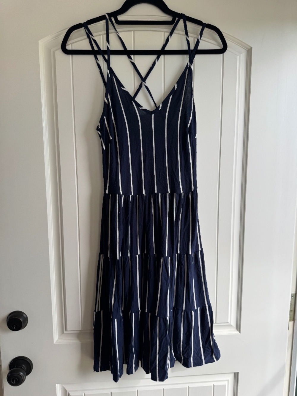 Gianni Bini Navy White Stripe Tiered Mini Dress Dillard's Small / Medium